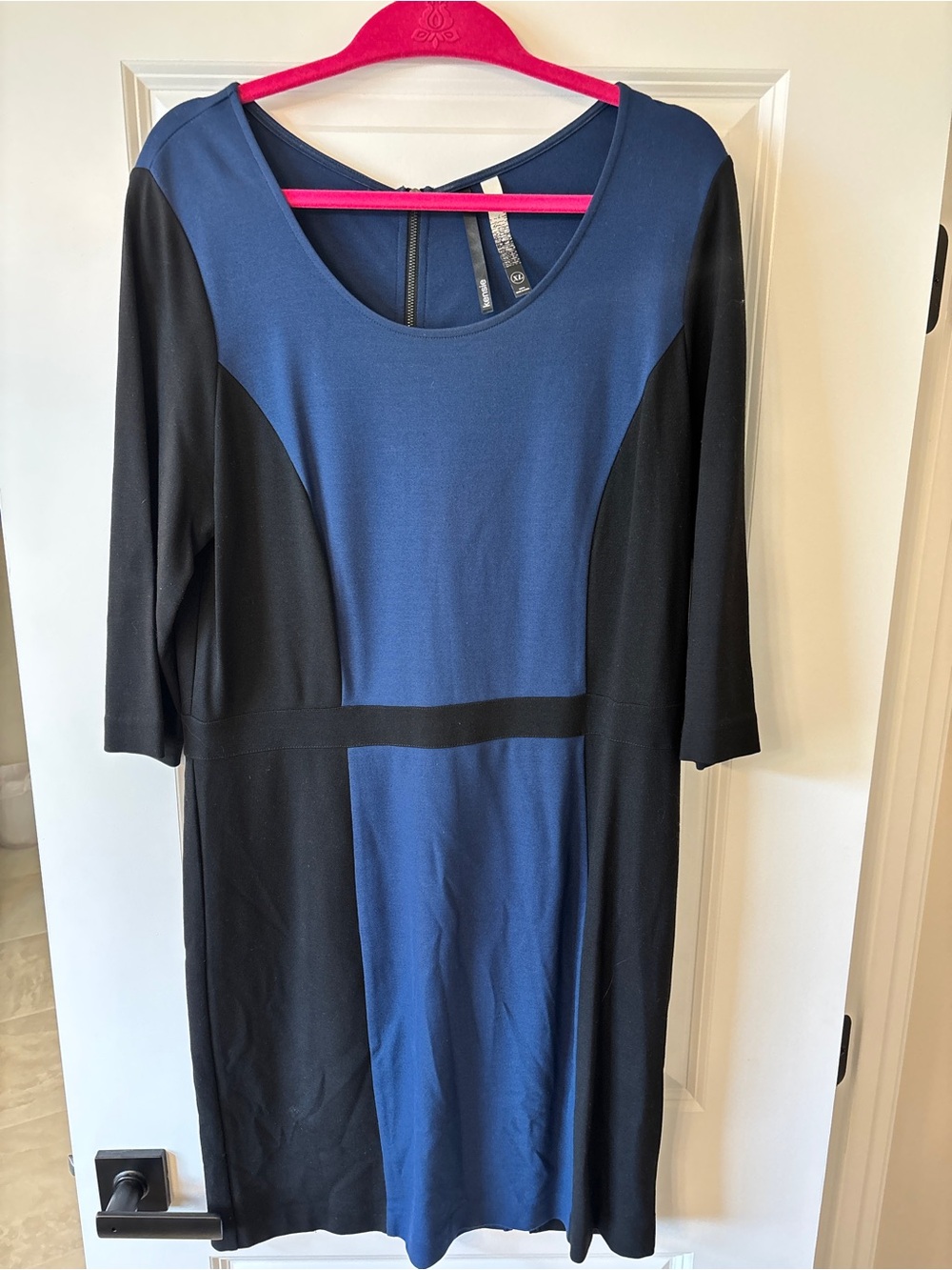 Classic Navy Blue and Black Sheath Dress - Women's